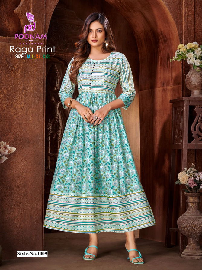 Poonam Raga Festive Wear Wholesale Printed Anarkali Kurtis
